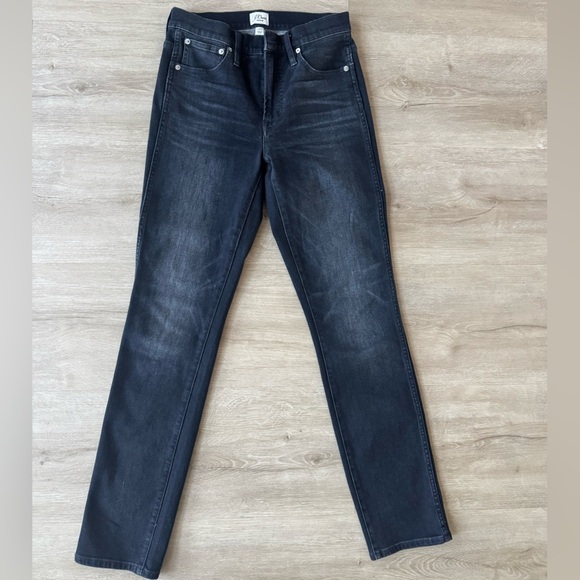 J Crew Women's 9" High Rise Vintage Straight Leg Jean Denim Pants Black 27 TALL - Picture 1 of 7